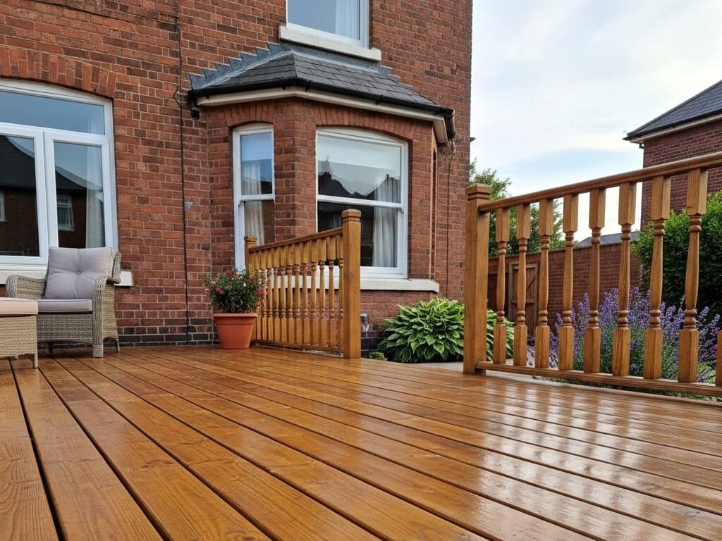 Fence and deck stained in Cardiff by Primrose Decor, professional fence painters