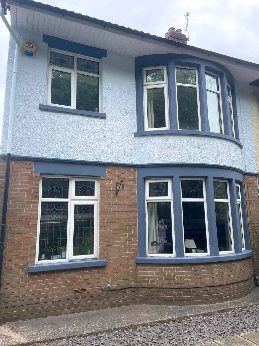 cardiff terraced home exterior frames walls painted primrose decor