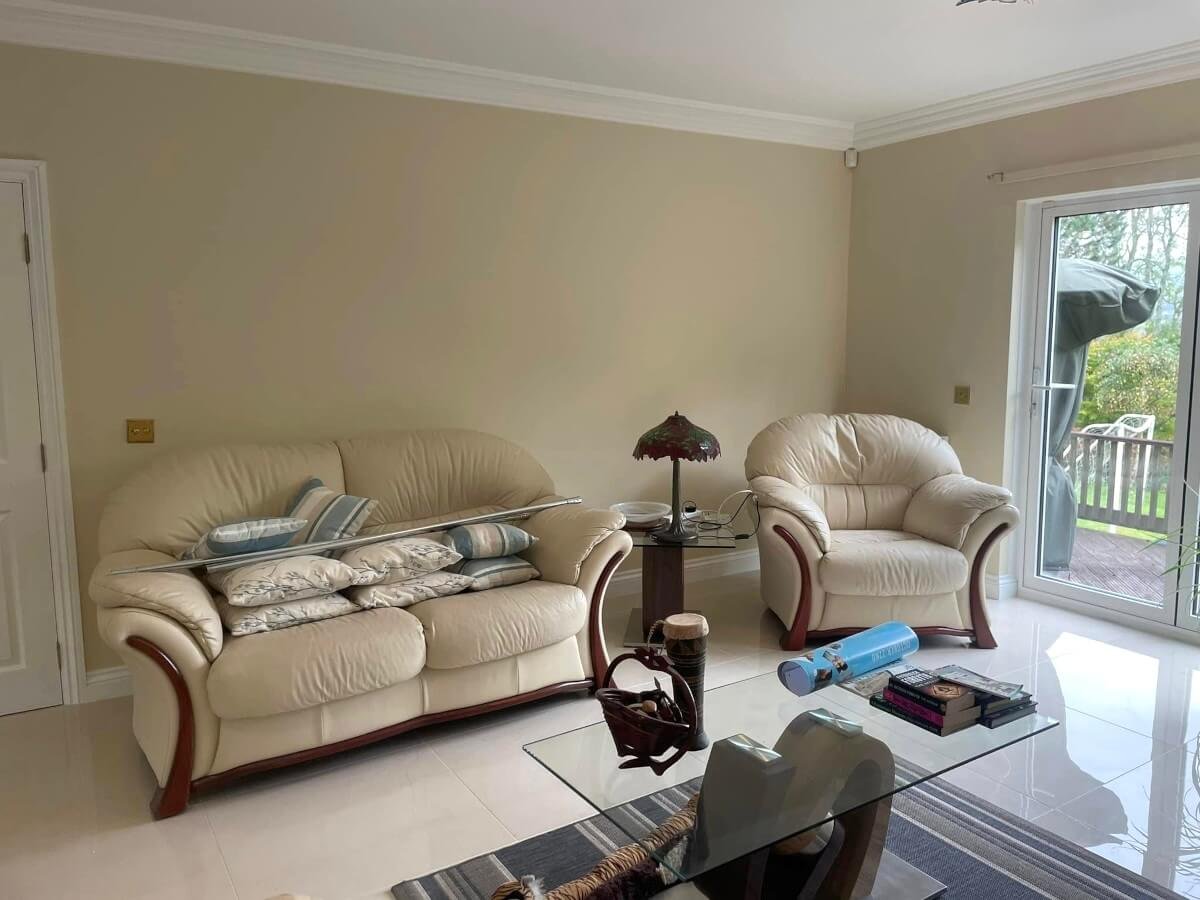 living-room-cream-painted-walls-patio-doors-cardiff-primrose-decor Interior painting in Butetown Cardiff by Primrose Decor, cream painted living room walls with patio doors